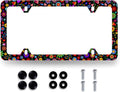 Abstract Flowers License Plate Frame Bright Colorful Art Floral License Plate Stainless Steel Flowers Car Accessory Funny License Plate Decoration Women Size 12.2" x 6.2" with Screws