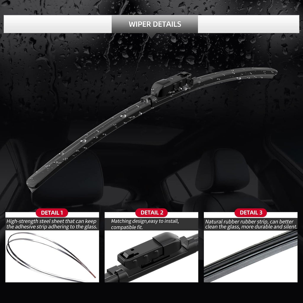 Front Windshield Wipers, 2-Piece Set for BMW Z4 28i 30i 35i M40i 2019 2020 2021 2022 2023 - Automotive Replacement Front Wiper Blades for Car Window