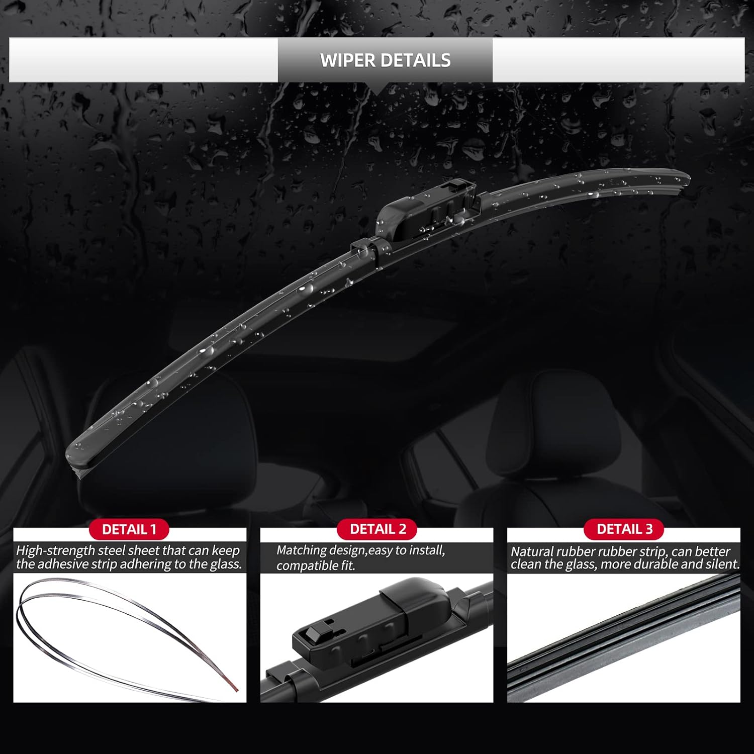 Front Windshield Wipers, 2-Piece Set for BMW Z4 28i 30i 35i M40i 2019 2020 2021 2022 2023 - Automotive Replacement Front Wiper Blades for Car Window