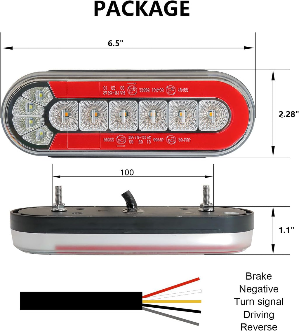 Agrieyes 6 Inch Oval LED Trailer Lights, Submersible Boat Trailer Light, with Brake, Turning Signal, Reverse Light, Backup Light, DOT Compliant