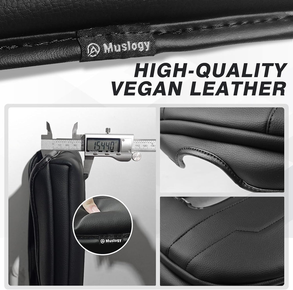 Muslogy Center Console Armrest Cover Compatible with Chevy Silverado & GMC Sierra 1500 2500 3500 2022-2025 Armrest Pad Arm Rest Cushion Vegan Leather Protector 1-Inch Extra Thick(Bucket Seat ONLY)