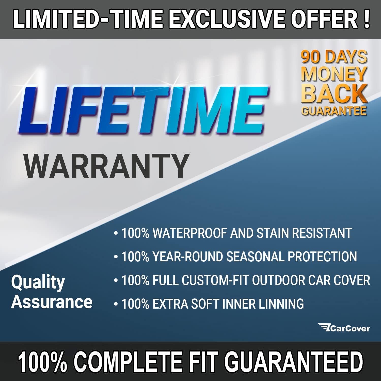 iCarCover Premium Car Cover for 1960-1961 Pontiac Ventura Heavy Duty Waterproof All-Weather Automobiles Custom Fit Indoor Outdoor UV Snow Protection Covers with Straps and Bag