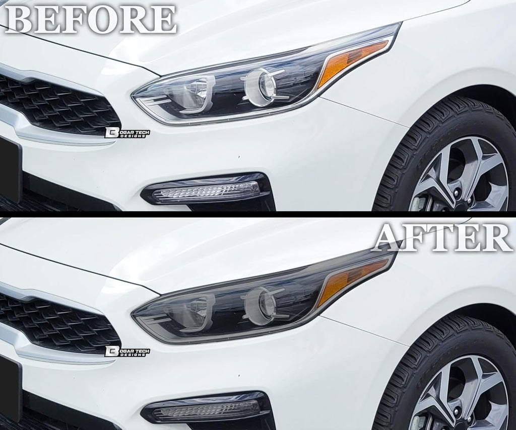BOGAR TECH DESIGNS Full Headlight Head Light Tint Kit Compatible with Kia Forte 2019-2021, Light Smoke