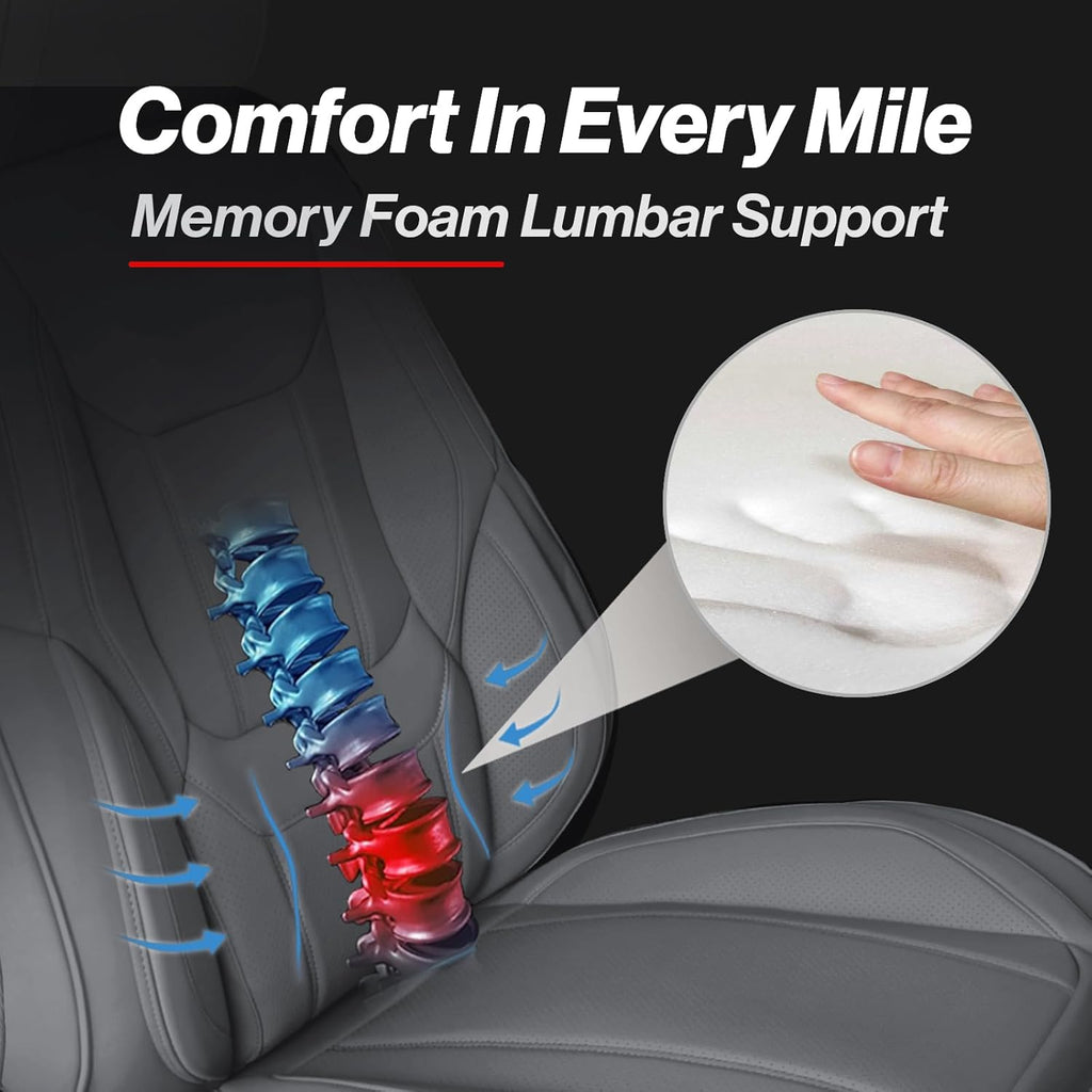 Coverland Custom Car Seat Covers Compatible with 2007-2013 Tundra Double Cab - Premium Leather Non-Slip Memory Foam Waterproof Cover Interior Protector Front Seat-Dark Gray [See Size Chart-Size A34]