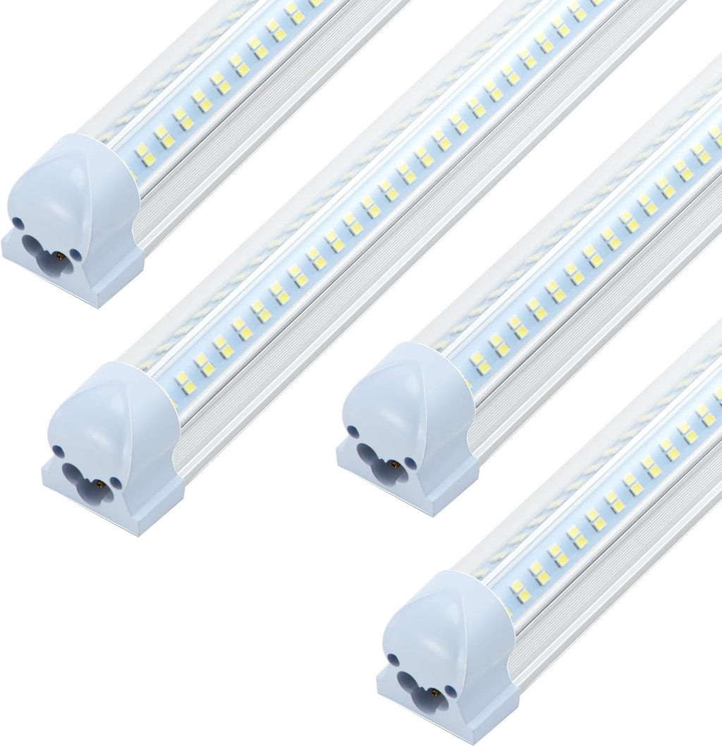 T8 LED Shop Lights, 4 Pack Garage Light 4FT 60W 9600LM 6000K, Work Lights Ceiling LED, Linkable Lighting, Plug & Play Energy-Saving for Warehouse Basement Gym Room(V4)