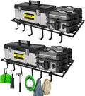 Garage Wall Shelving, 2X4ft Garage Storage Rack,Heavy Duty Wall Mounted Storage Shelf With 12 pc Hooks-Each Loads 260lbs Metal Wall Shelf,Black,2Pack