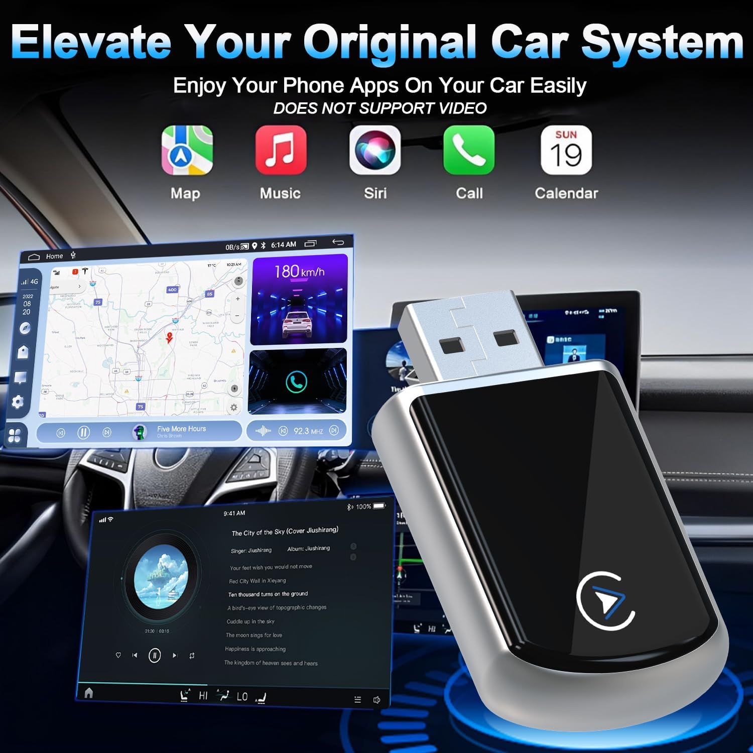 Wireless CarPlay Adapter for iPhone,2 in 1 CarPlay Wireless Adapter,No Latency,Compatible with Over 800 Car Models from 2016+,for iPhone 10+ & Android 11 Above,Black