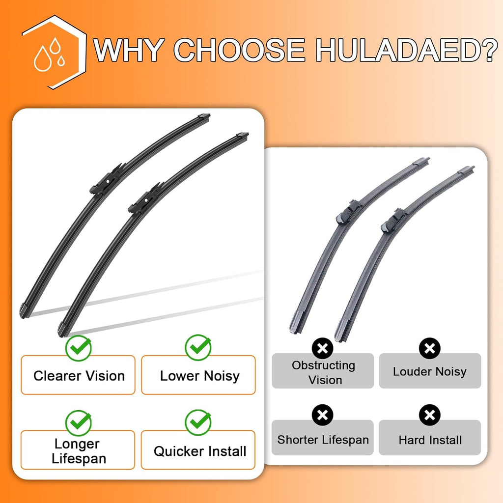 HULADAED® 24'' 20'' 11'' Windshield Wipers Replacement for Escape 2023 2022 2021 2020,Silicone Front Rear Wiper blades for MY Car-All Weather & Quiet(3 PACK)