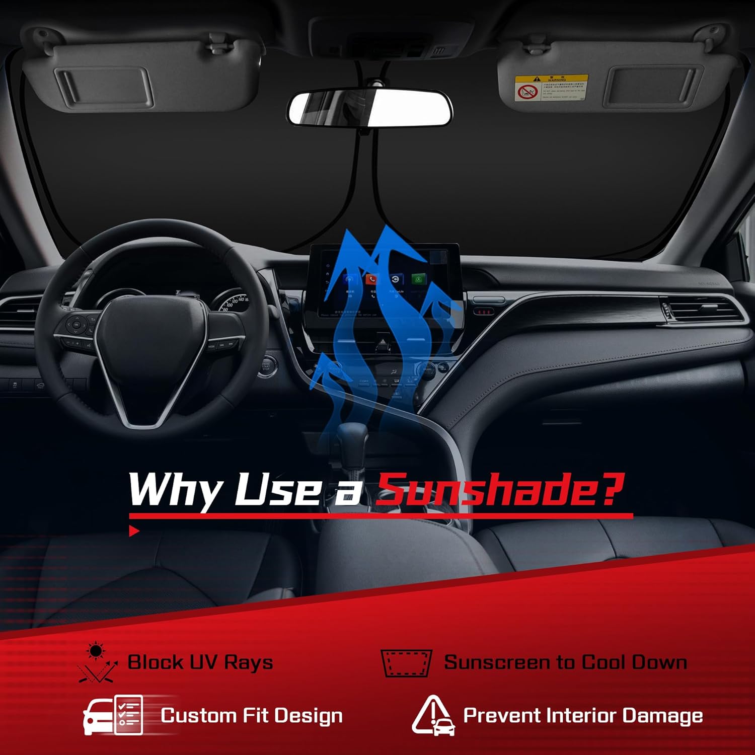 ARISMOTOR Windshield Sun Shade for Volkswagen VW Golf MK8 GTI R 2022-2025, Custom Fit Foldable Front Window Sunshade Sun Visor Protector, Block UV Rays Keep Your Car Cooler
