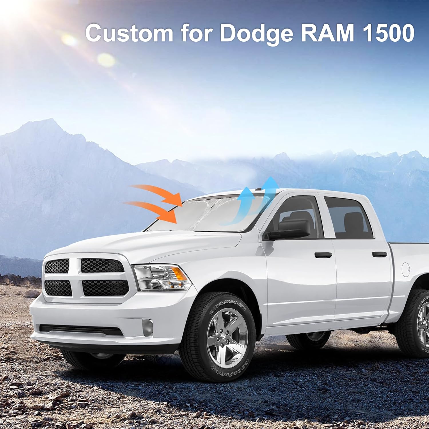 for Dodge RAM 1500 Sun Shade Sunshade Windshield Cover - 4 Layers Front Window Shade for or 2019-2024 2025 RAM 1500 2Dr RegularCab 4Dr QuadCab CrewCab MegaCab Pickup Sun Visor Car Accessories