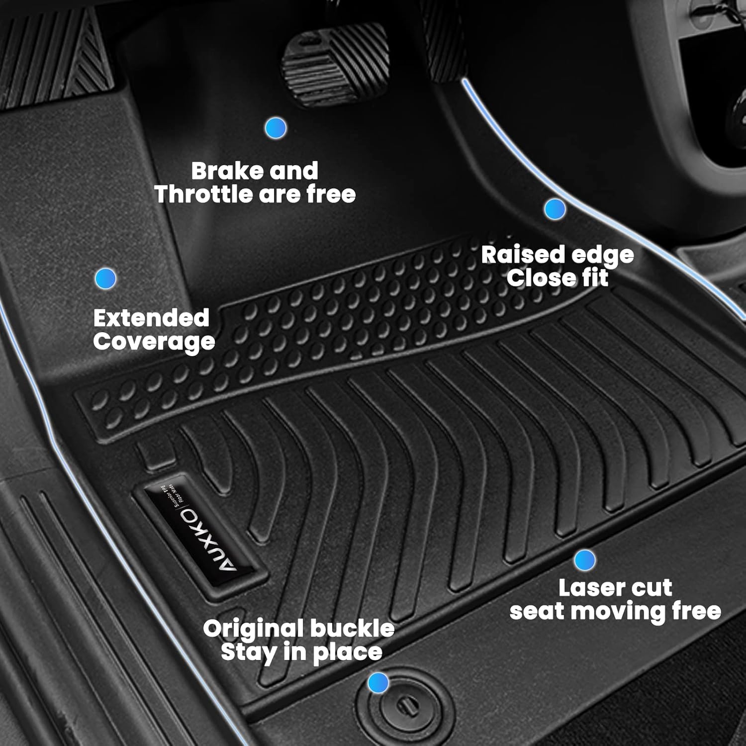Auxko All Weather Floor Mats Fits for Honda CR-V 2023 2024 2025 2026 (Include Hybrid) TPE Rubber Liners Accessory for Honda CRV 2023 2024 2025 2026 Odorless Anti-Slip Mats Black