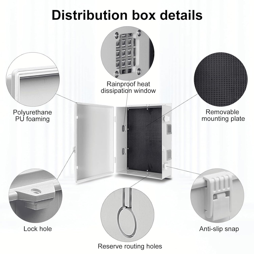 Outdoor Electrical Junction Box, ABS Water Resistant Enclosure with Internal Mounting Panel & Hinged Cover (18.1" H* 12.6" L* 6.3" W)