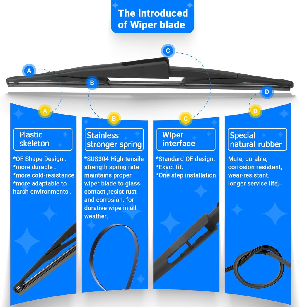 Windshield Wiper Blades Replacement for 2009-2016 Ford Expedition Lincoln Navigator Original Factory Quality Front Rear Wipers Blade Set for My Car - 22" 22" 16" (Pack of 3)