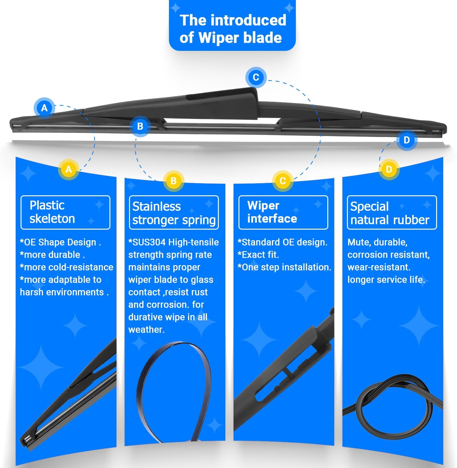 Windshield Wiper Blades Replacement for 2009-2016 Ford Expedition Lincoln Navigator Original Factory Quality Front Rear Wipers Blade Set for My Car - 22" 22" 16" (Pack of 3)