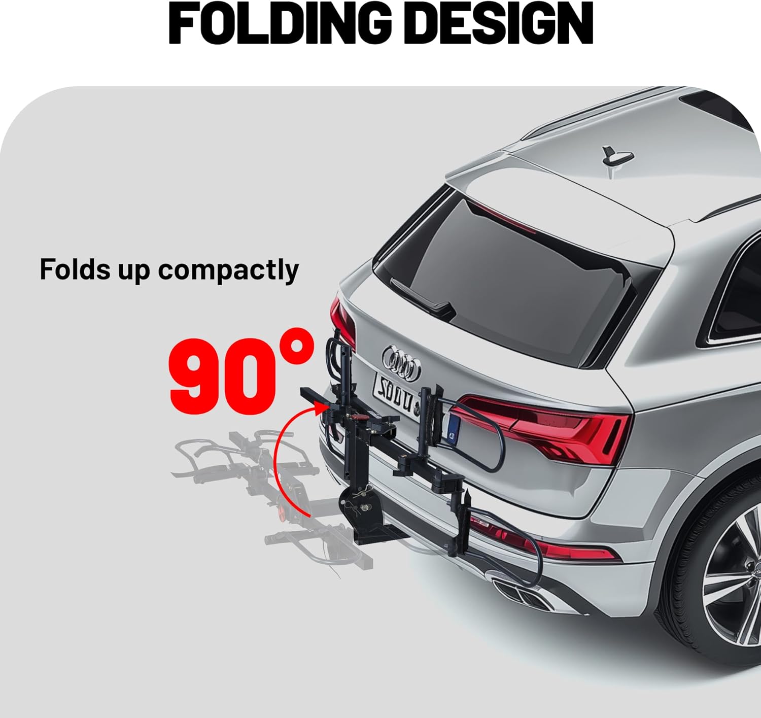 Young 200 lbs. 2 Bike Rack Hitch Mount Platform Style for Cars Trucks SUVs Minivans, fits MTB Gravel Road Bike with Up to 5-inch Fat Tire Carrier Rack - 2" Hitch Receiver