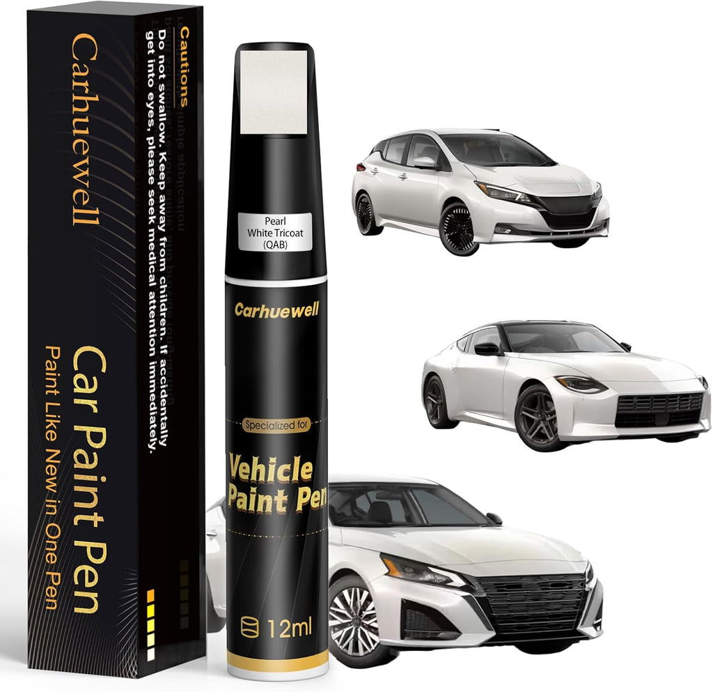 Pearl White Tricoat(QAB) Touch Up Paint Compatible with Nissan, Exact Match Car Paint Pen Automotive Scratch Repair Remover Kit Quick & Easy Solution for Vehile Chips and Nicks