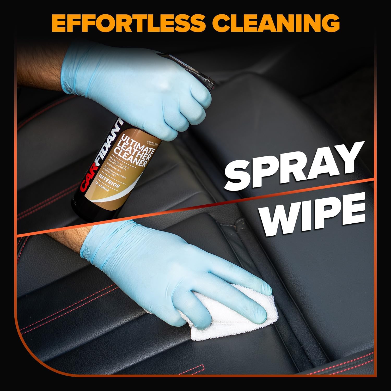 Carfidant Ultimate Leather Cleaner & Stain Remover for Cars - Cleans and Restores Seats, Coach, Purses, Handbags, Furniture, Shoe, Boot, Sofa and Interior