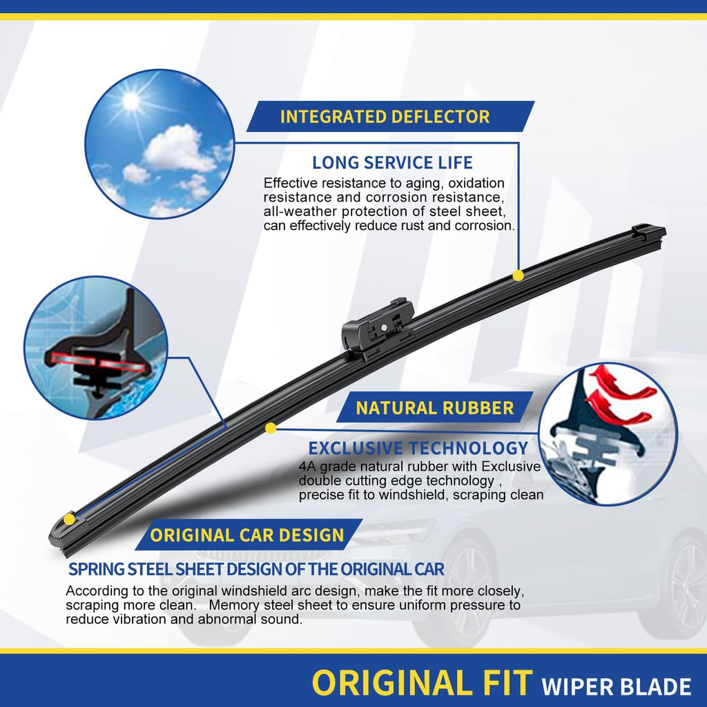 2 wipers Replacement For 2012 2013 2014 2015 2016 2017 2018 Tesla Model S Original Equipment Replacement Windshield Wiper Blades Set - 28"+18" (Set of 2) Top Lock