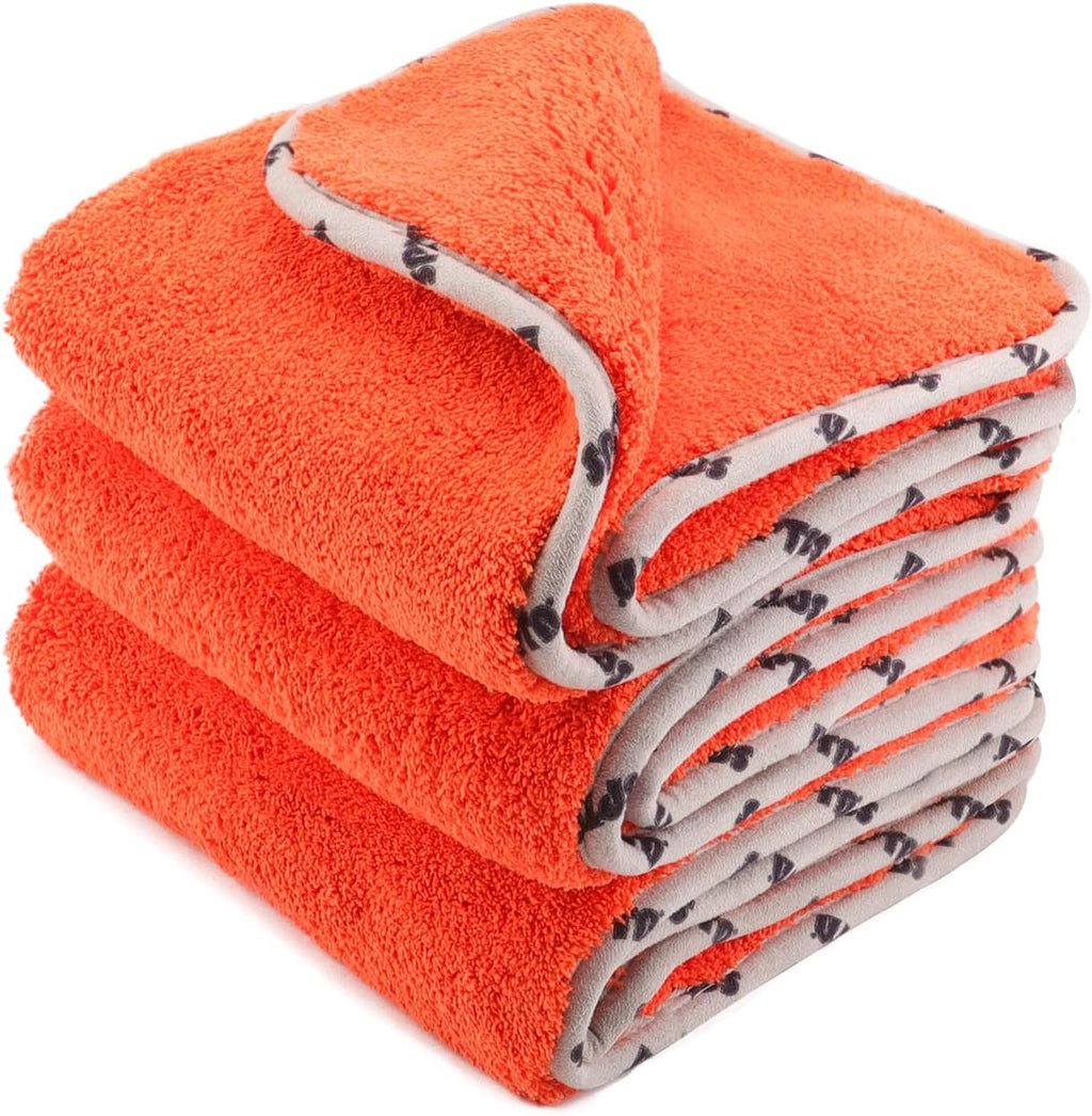 SPTA Car Microfiber Towels, 3Pcs Microfiber Car Cleaning Cloths, Upgraded 1200gsm Ultra-Thick Cars Drying Towel Microfiber for Car and Home Polishing Washing and Detailing 16'' x 16''(3 Pack)