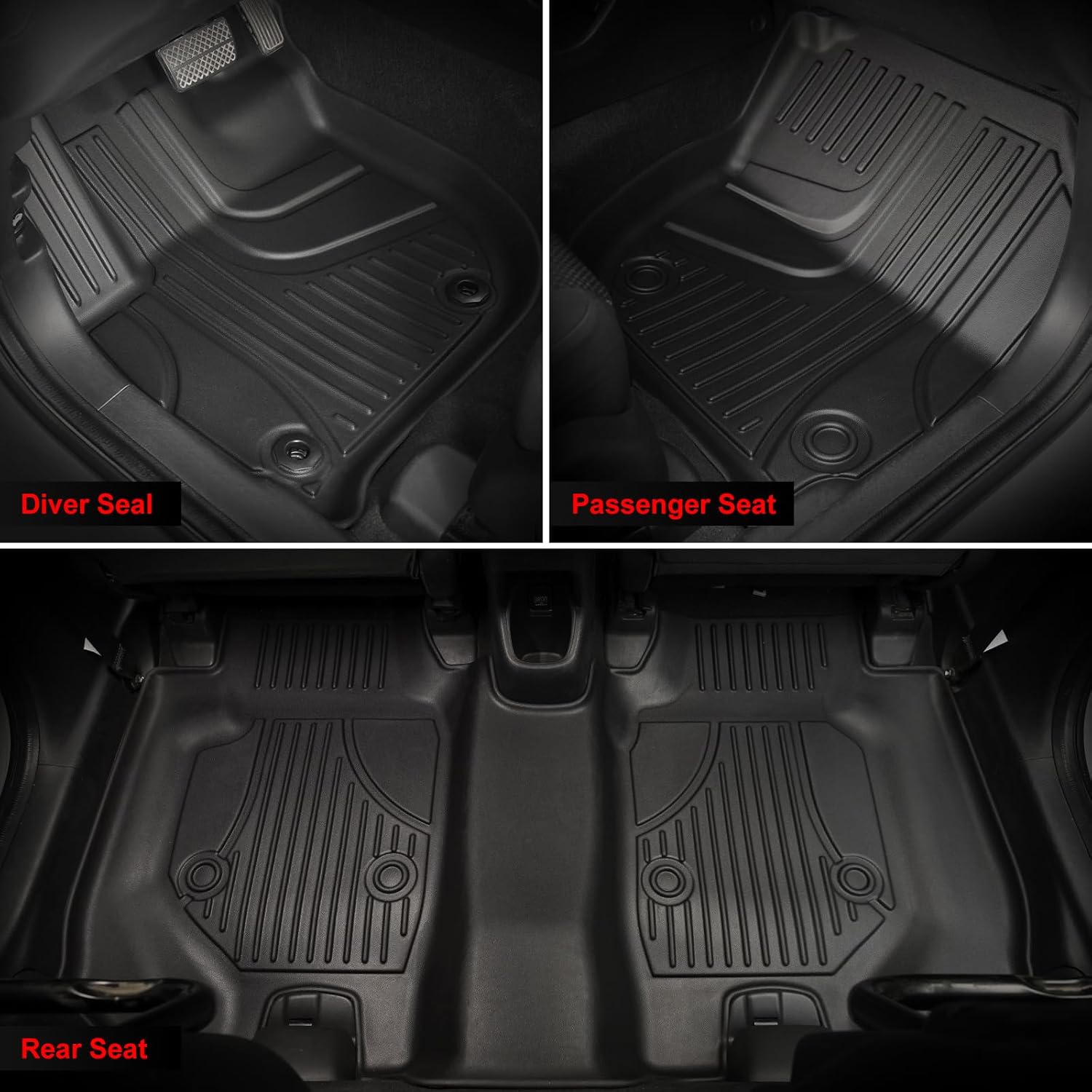 Floor Mats Fit for Honda HR-V HRV 2016-2022 - Front and Rear Row Liner Automotive Floor Mats - All-Weather Protection TPE Car Floor Liners HRV Accessories Black
