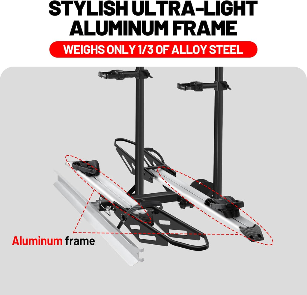 Hitch Mount Bike Rack with Ramp, 200 LB Capacity fits Cars, SUVs, RVs, Trailers, Trucks with 2 Inch Receiver