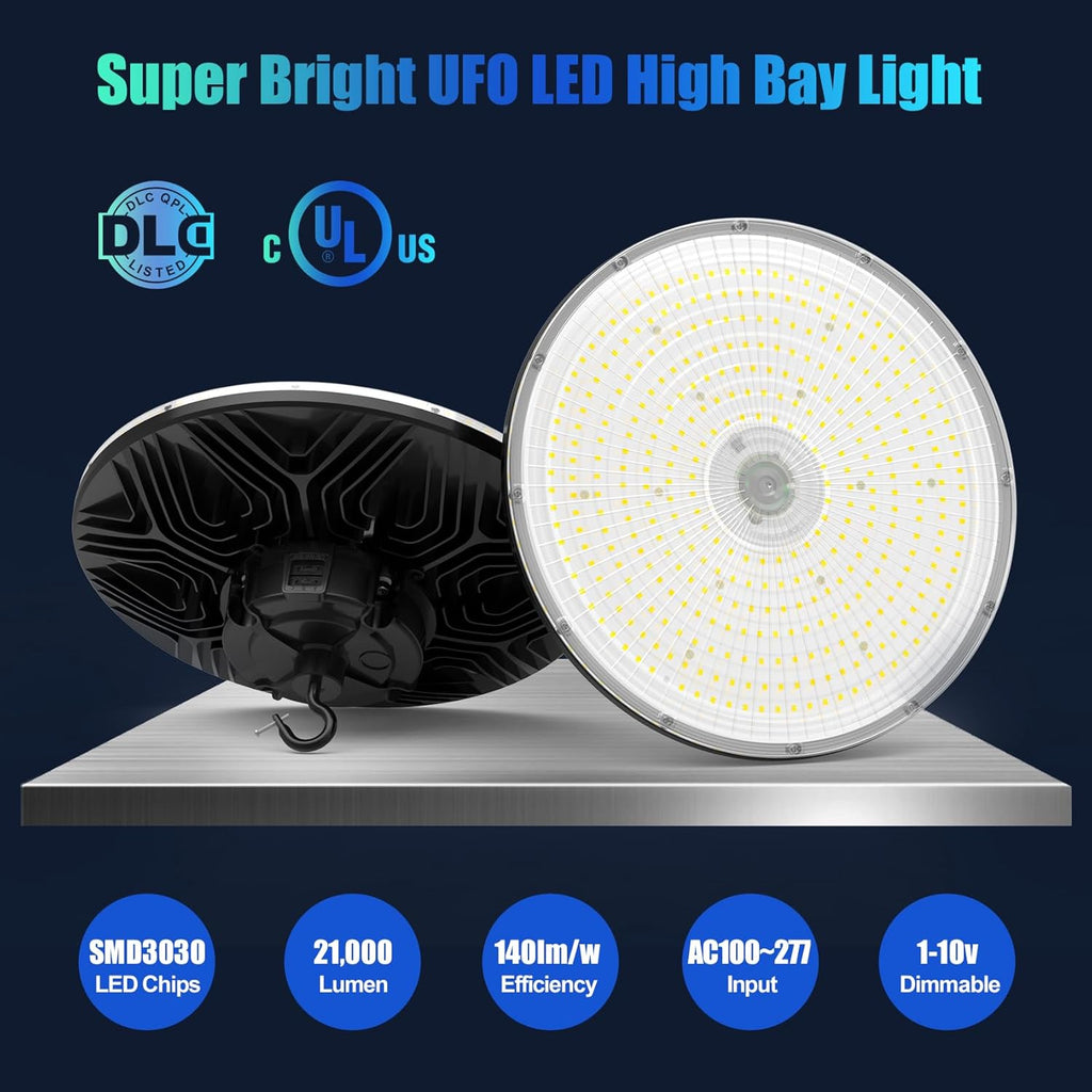 BBESTLED 9Pack UFO LED Low Bay Light 4000K 80W 100W 150W 21,000Lumen 3000K Highbay UFO Lights for Workshop Garage Office LED Industrial High Bay Light 5000K