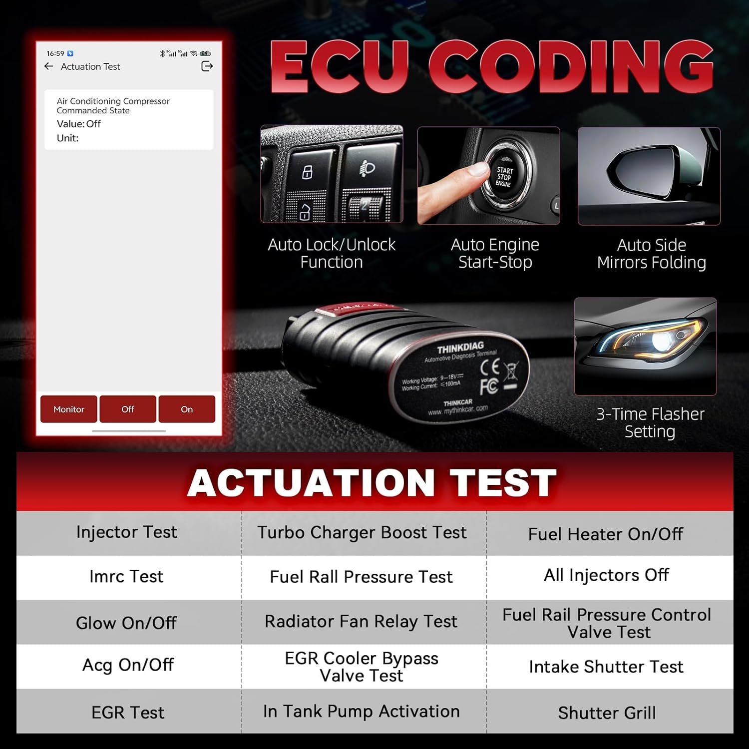 OBD2 Scanner Thinkdiag Bluetooth Full System Bidirectional Diagnostic Scan Tool OE Level Code Reader with ECU Coding 15+ Reset Service FCA AutoAuth All Software 1 Year Update Fits for iOS & Android