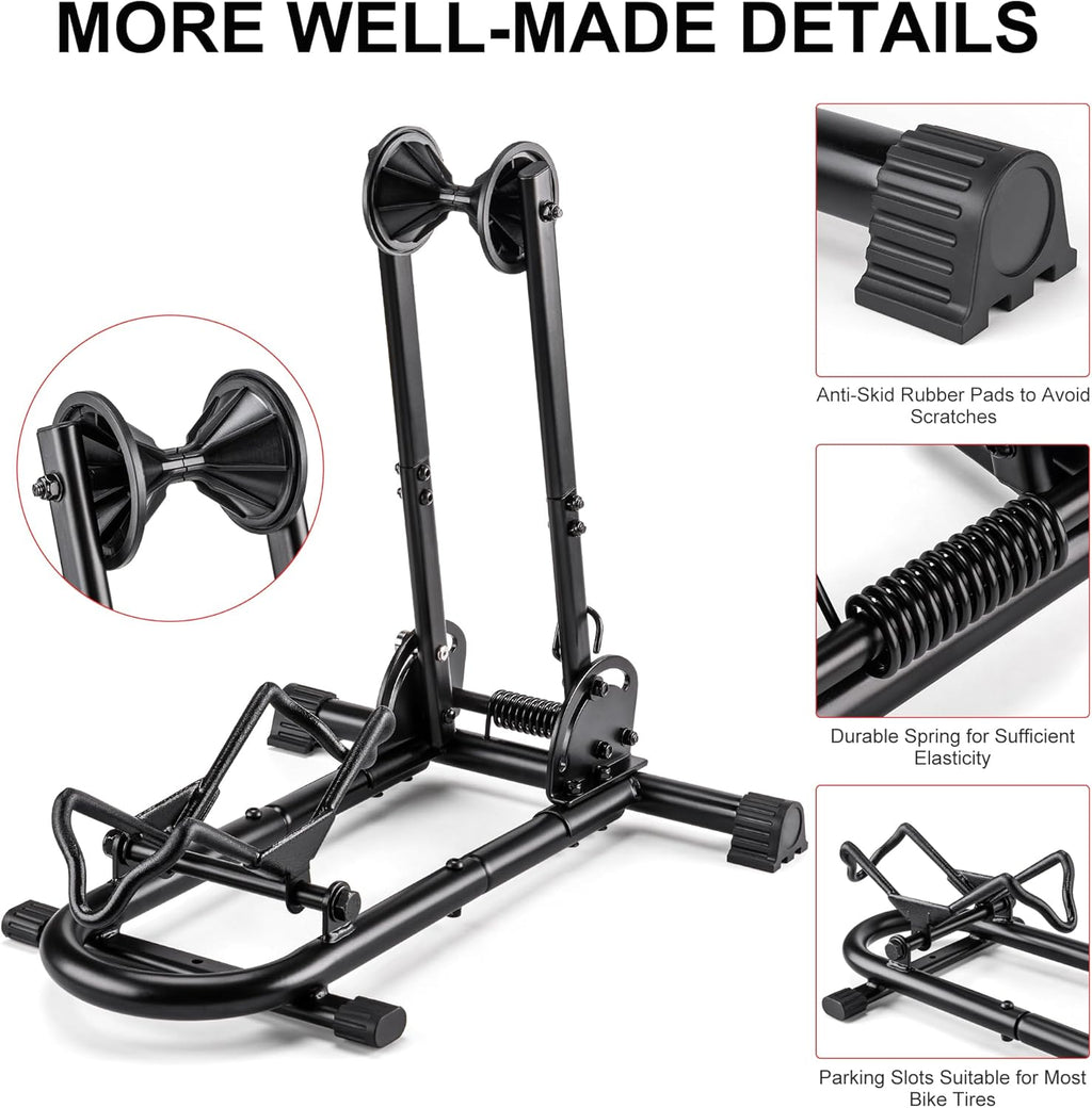 Indoor Bike Floor Stand - Bike Stand Rack for Garage/Home - Bike Storage Bicycle Parking Rack Fit 26”-29” Mountain Road Bikes