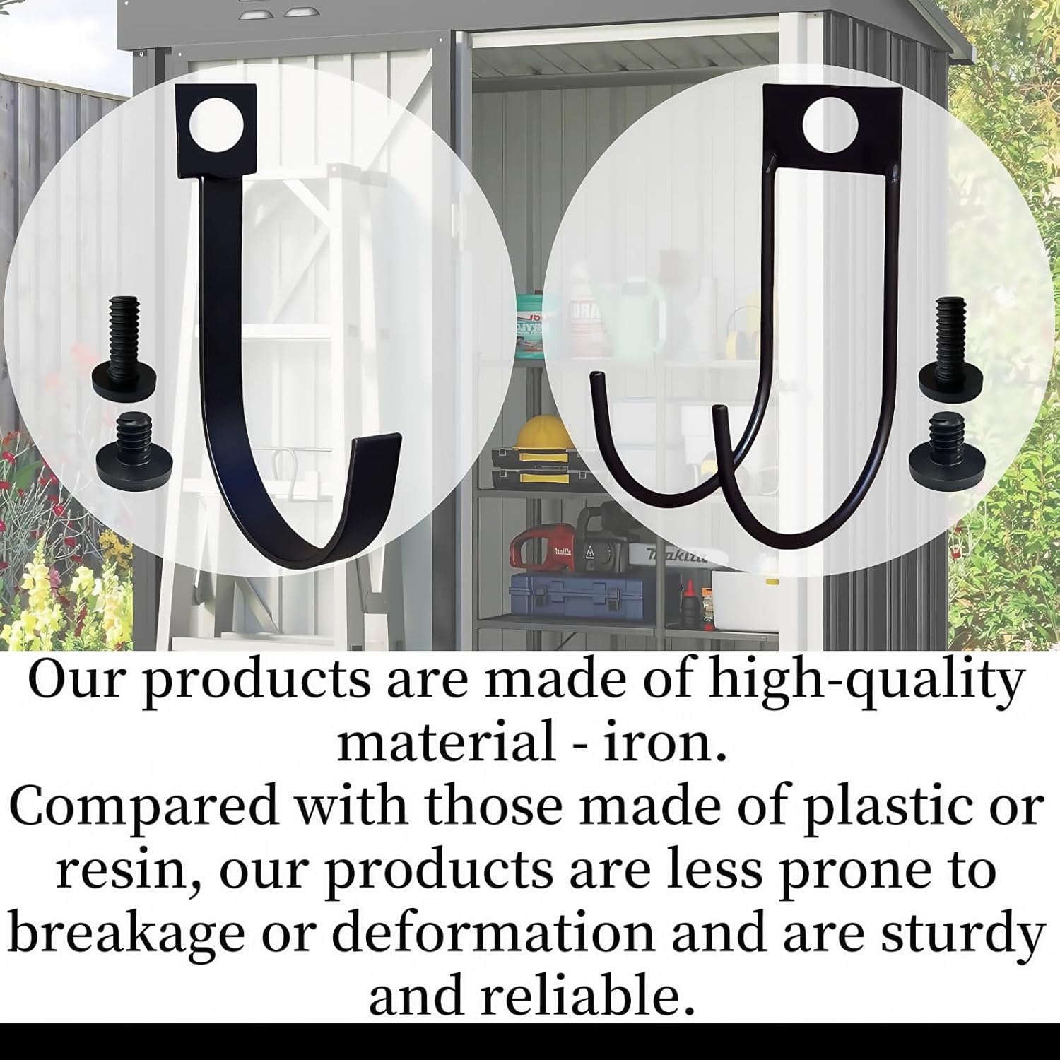 4-Pack Storage Shed Hooks for Suncast,Resin Shelf Accessory Outdoor Sheds Storage,with EZ Bolt Assembly,Replaceable Screws, Reusable,for Suncast Select Outdoor Shed Models