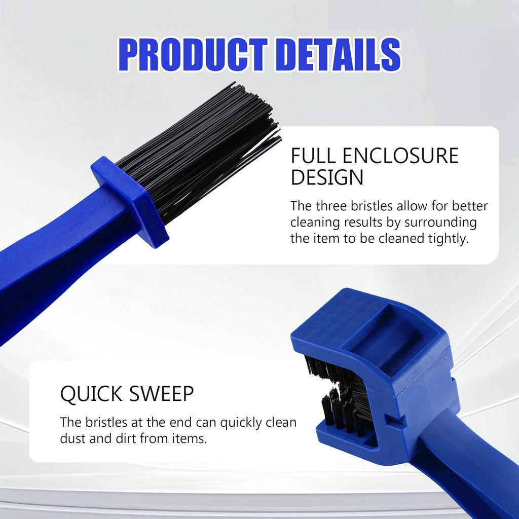 6 PCS Motorcycle Chain Cleaning Kit, Double-Head Universal Chain Brush, with Three-Sided Long Bristles, Easy to Use, Suitable for Motorcycles, Bicycles, Mountain Bikes (Black, Blue, Orange, Red)