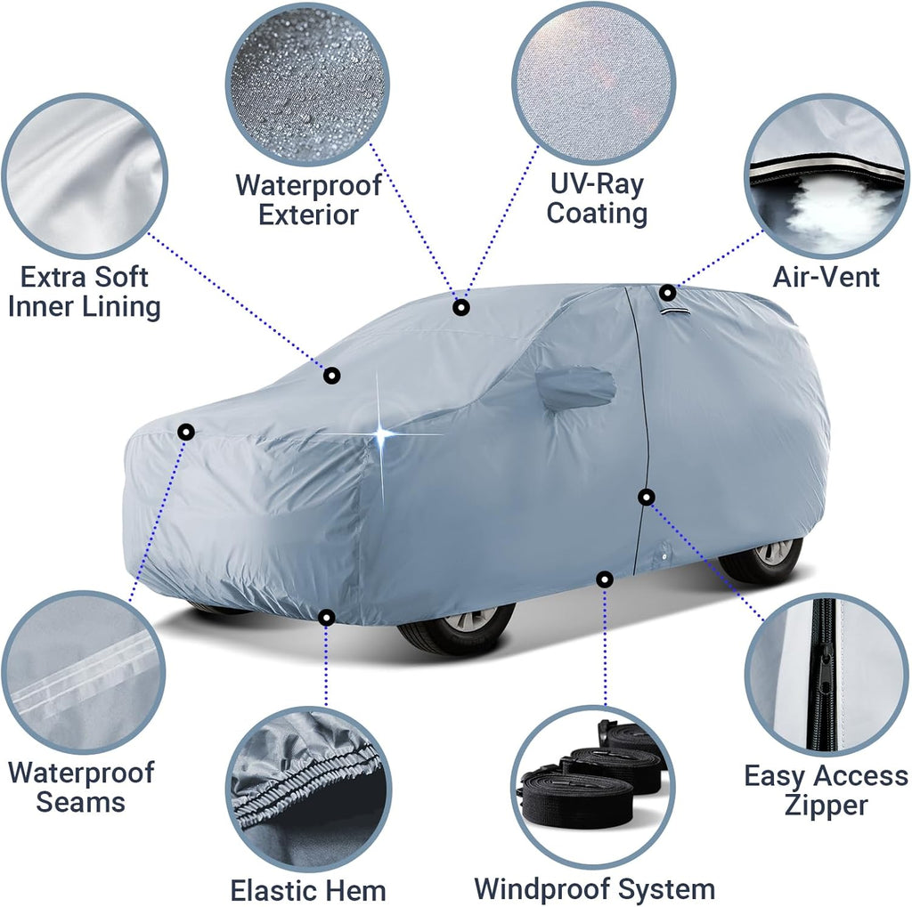 iCarCover Premium SUV Car Cover for 1978-1996 Ford Bronco w/o Spare Tire, Waterproof Car Cover for All Weather, Rain Snow UV Sun Protector for Automobiles, Full Exterior Covers Indoor Outdoor