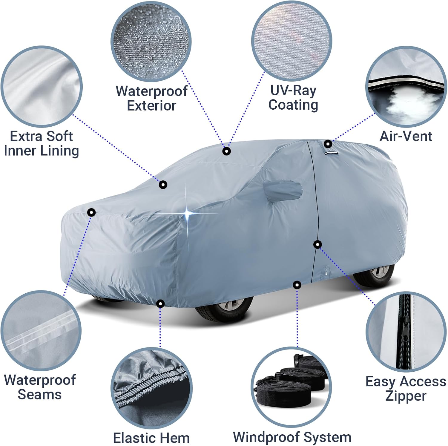 iCarCover Premium SUV Car Cover for 1978-1996 Ford Bronco w/o Spare Tire, Waterproof Car Cover for All Weather, Rain Snow UV Sun Protector for Automobiles, Full Exterior Covers Indoor Outdoor