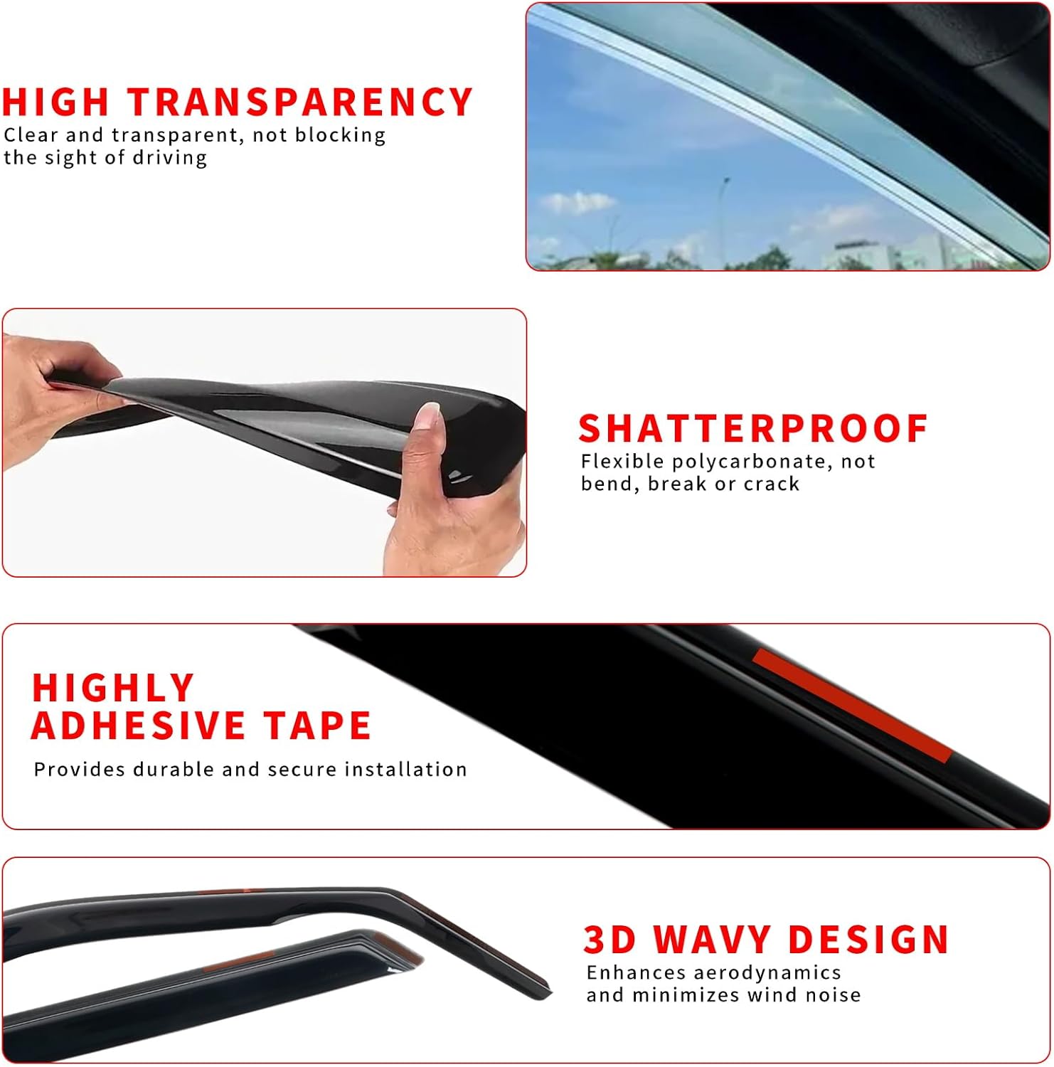 4PCS in-Channel Rain Guards Fit for Ford Maverick 2022 2023 2024 2025, Front and Rear Window Visors Wind Deflectors, Vent Shade Weather Shield for 2022-2025 Maverick Accessories