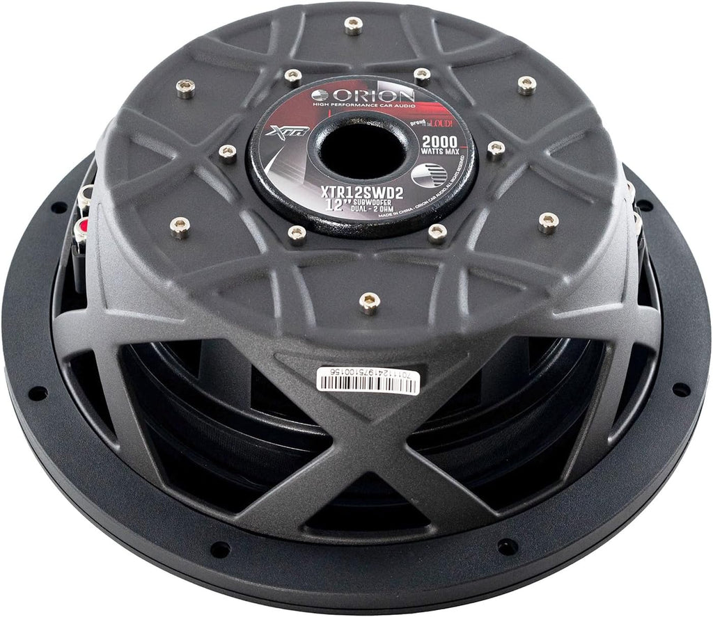 ORION XTR Series XTR12SWD2 Shallow Mount 12” Car Subwoofer, 2000W Max Power, 500W RMS, Dual 2 Ohm, UV Coated Cone, NBR Surround – Compact Slim Subwoofer for Clean Bass in Tight Car Audio Installs