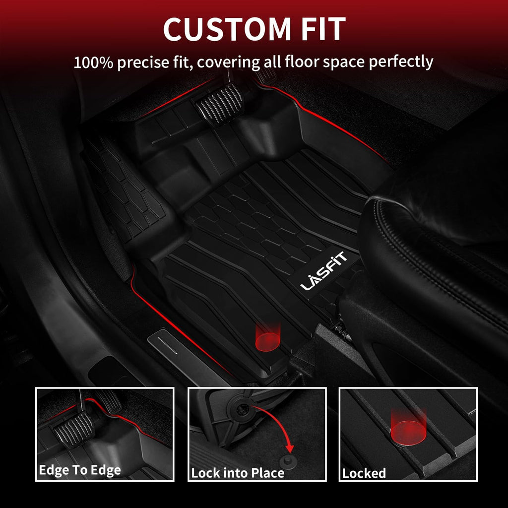 LASFIT Floor Mats Fit for Lincoln Nautilus 2019-2023/ for Lincoln MKX 2018 2017 2016 All Weather Floor Mats Custom Fit Floor Liner TPE Car Mats,1st and 2nd Row,Black
