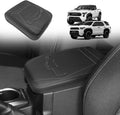 Muslogy Center Console Armrest Cover Compatible with 2024 Toyota Tacoma 2025+ 4Runner Accessories Armrest Lid Protector Vegan Leather Cushion Regular Thick(Black/Gray Stitching)