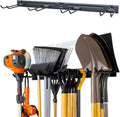 StoreYourBoard Wall-Mounted Rack With 4 Garage Hooks – Heavy-Duty Steel Holder Garage & Garden Storage for Shed, Workshop, or Home Organization – For Rakes, Shovels, Tools & More – 1 Pack, Deep Water