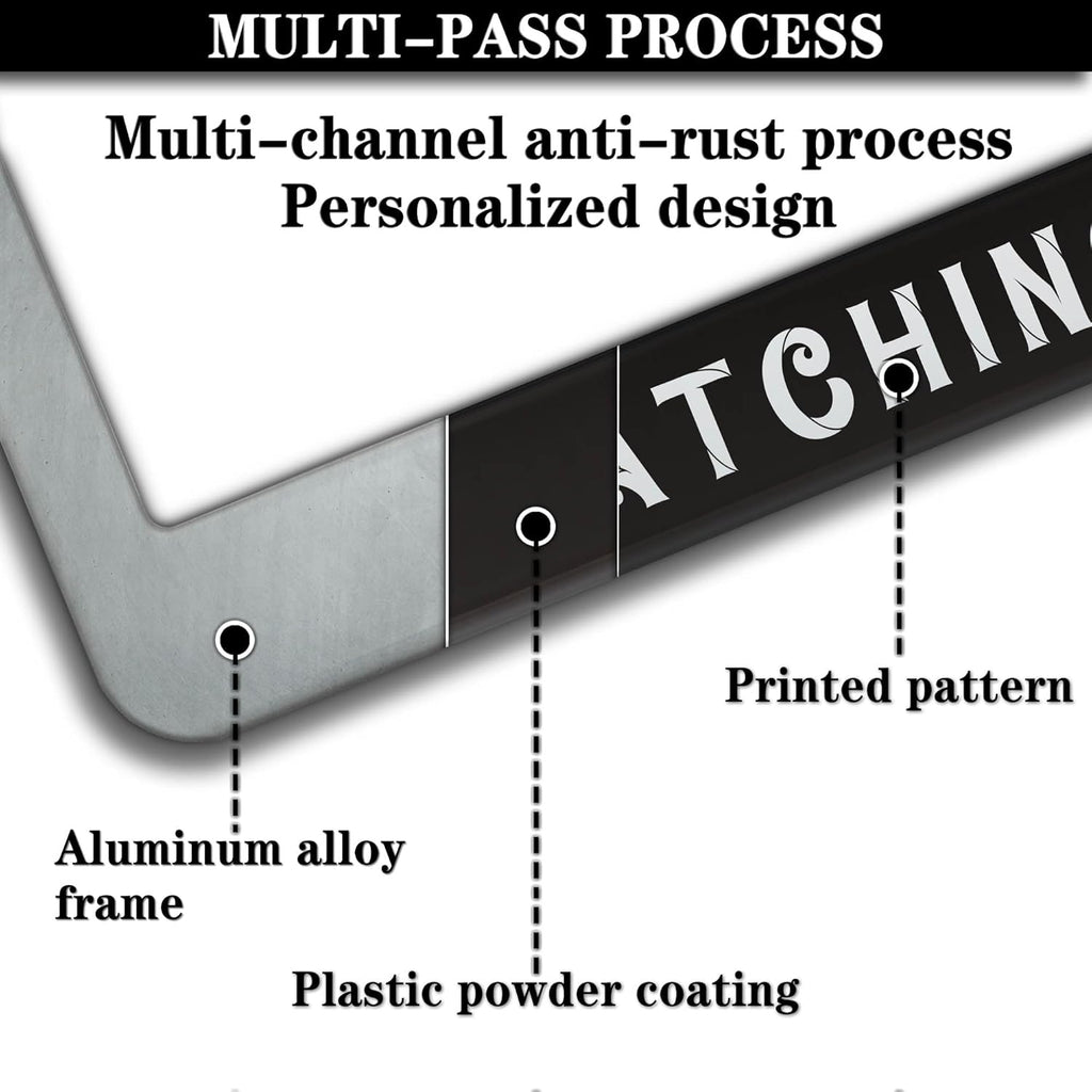 License Plate Cover Black and White License Plate Frames I’D Rather Be Watching Anime Aluminum Metal Car Accessory 2 Pack with Screw Covers Set