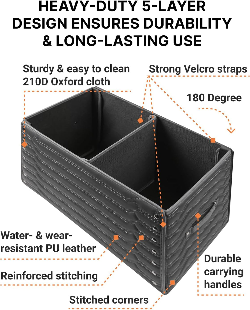 Car Trunk Organizer For Shoes - Storage Crate For SUV, Sedan Or Truck - Foldable Cargo Bin For Travel Gear & Sports Kits - Practical Holiday Gifts For Drivers (Highway 21.6 inch)