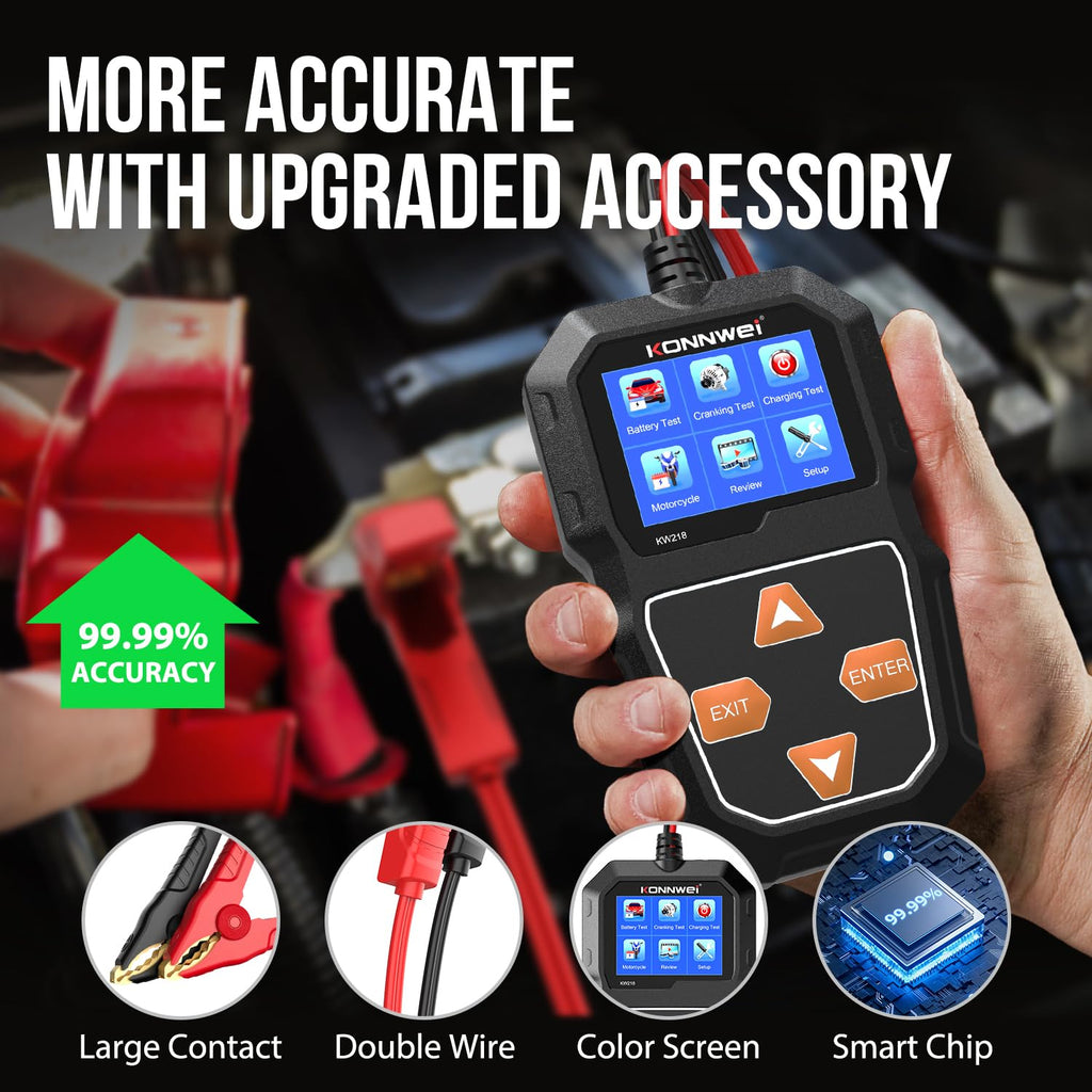 KONNWEI KW218 6V 12V Car Battery Tester 100-2000 CCA Automotive Battery Load Tester Alternator Tester Digital Auto Battery Analyzer Charging Cranking System Tester for Car Truck Marine Motorcycle Boat