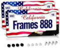 American Flag License Plate Frame American Flag License Plate Holder American Flag Eagle License Plate Frame Covers US Car Tag Frame Stainless Aluminum 2 Pack 2 Holes Decorative 2 Pcs Set for Men