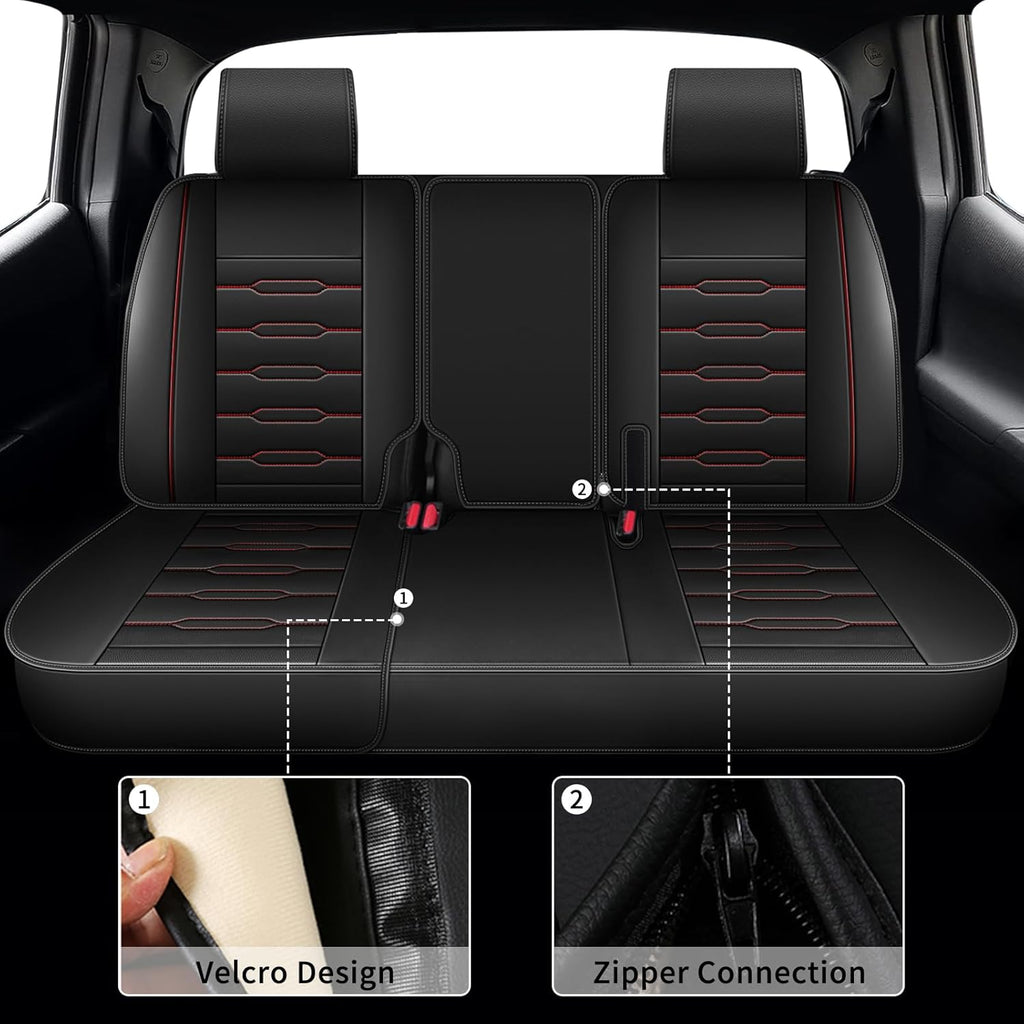 Seat Covers Fit for Honda Ridgeline 2006-2024 2025: Crew Cab 5 Seats Car Seat Covers Faux Leather Truck Pickup Seat Cushion Protector - Front Seats Without Armrests(Full Set, Redline)