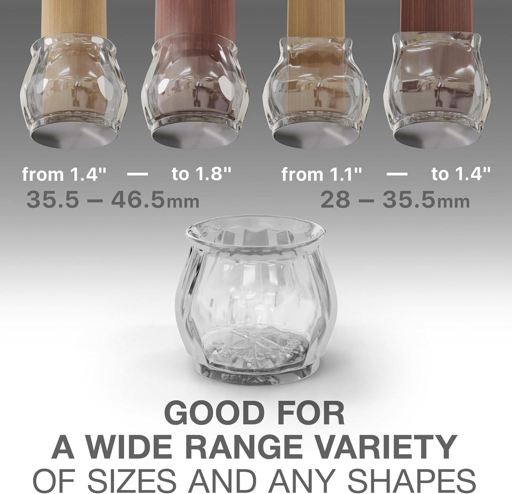 X-Protector Silicone Chair Leg Floor Protectors with Non-Slip Bottom - 16 PCS - Anti-Slip Chair Leg Covers - Non-Skid Furniture Leg Caps - Furniture Pads for 1.4-1.8" Round & 1.1-1.4" Square Legs!