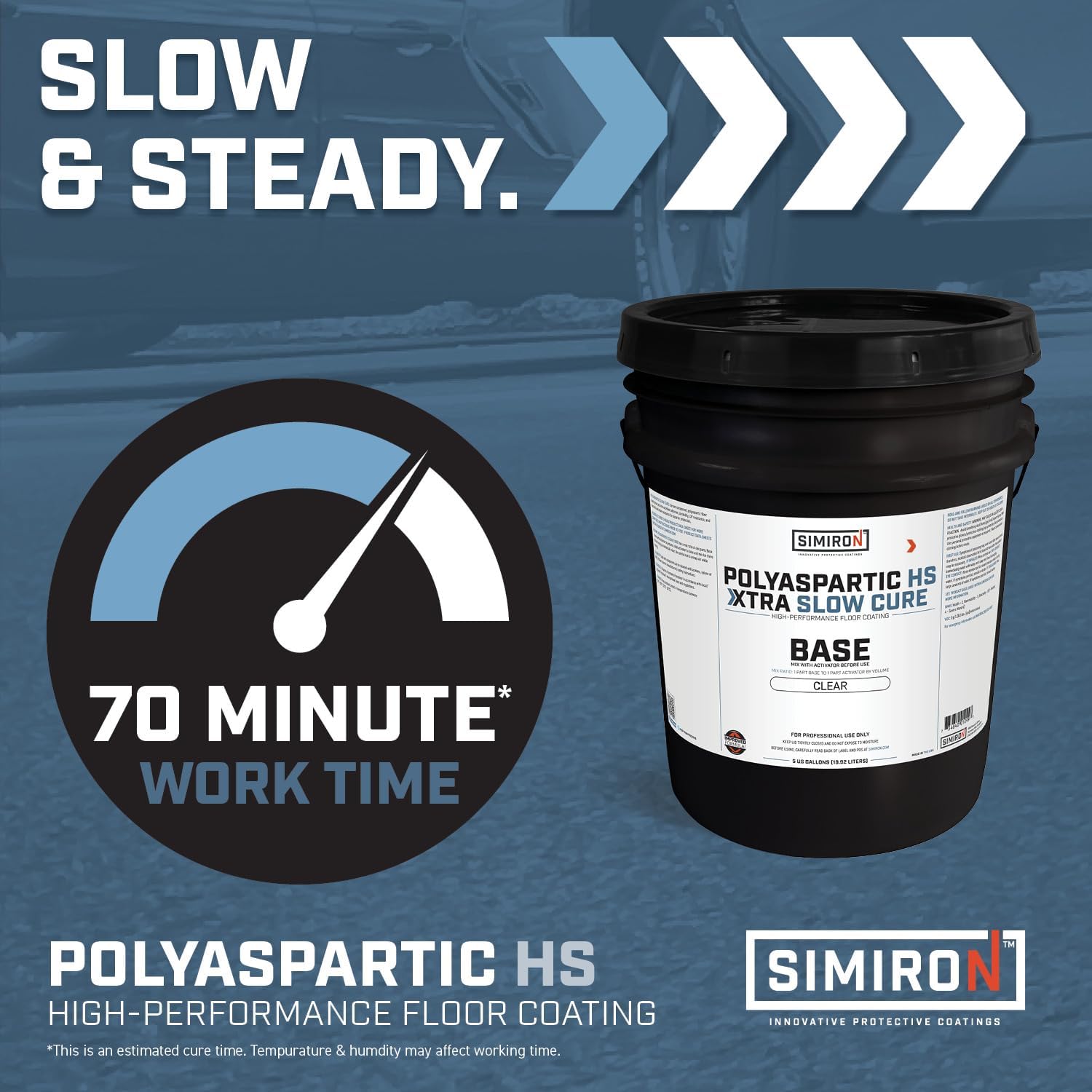 Polyaspartic High Solids Topcoat Coating System - 2 Gallon Kit - Clear Coating Gloss Finish - Easy-to-Use 1:1 Mix Ratio - Protection to Adhesion, UV, Abrasion, & Scratches (Xtra Slow Cure)