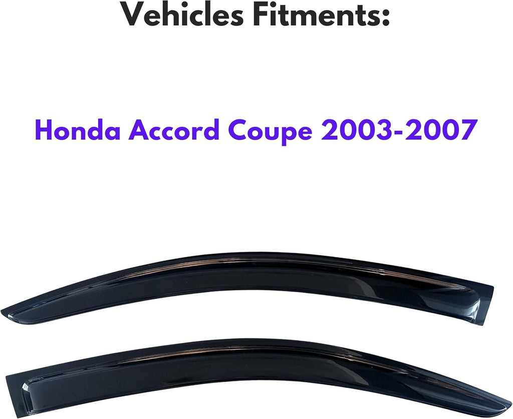 KPY Window Visor Compatible with Honda Accord Coupe 2003-2007, 2PC Rain Guard Side Window Vent Deflectors Tape-On Style, 2003 2004 2005 2006 2007