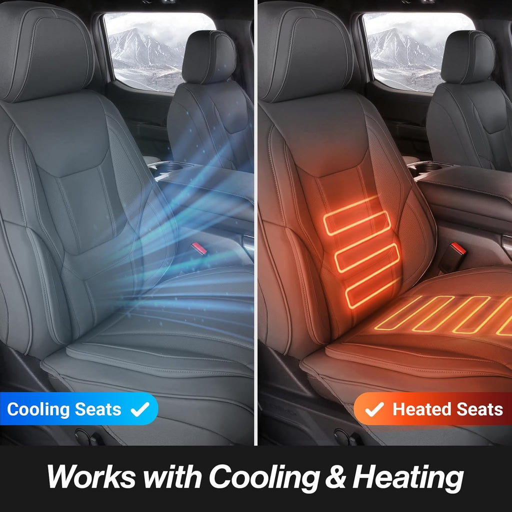 Coverland Custom Car Seat Covers Compatible with F150, Tundra, Ram 1500, Ram 2500 - Premium Leather Non-Slip Waterproof Cover Custom Interior Protector Full Set-Dark Gray [See Size Chart-Size X130]