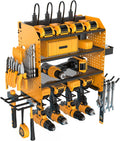 Heavy Duty Power Tool Organizer Wall Mount with Charging Station, 4 Layer Garage Storage Adjustable Shelves Height, Holds 4 Drills, 2 Hooks, Screw & Screwdriver box, Gifts for Fathers Day, Anniversary