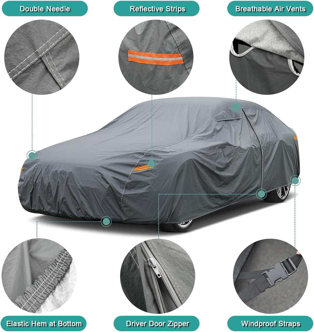 Premium Car Cover Custom Fit Dodge Charger (2006-2025), 16 Layers Heavy Duty Car Cover Waterproof All Weather with Zipper Door for Sun Rain Snow Dust Uv Protection