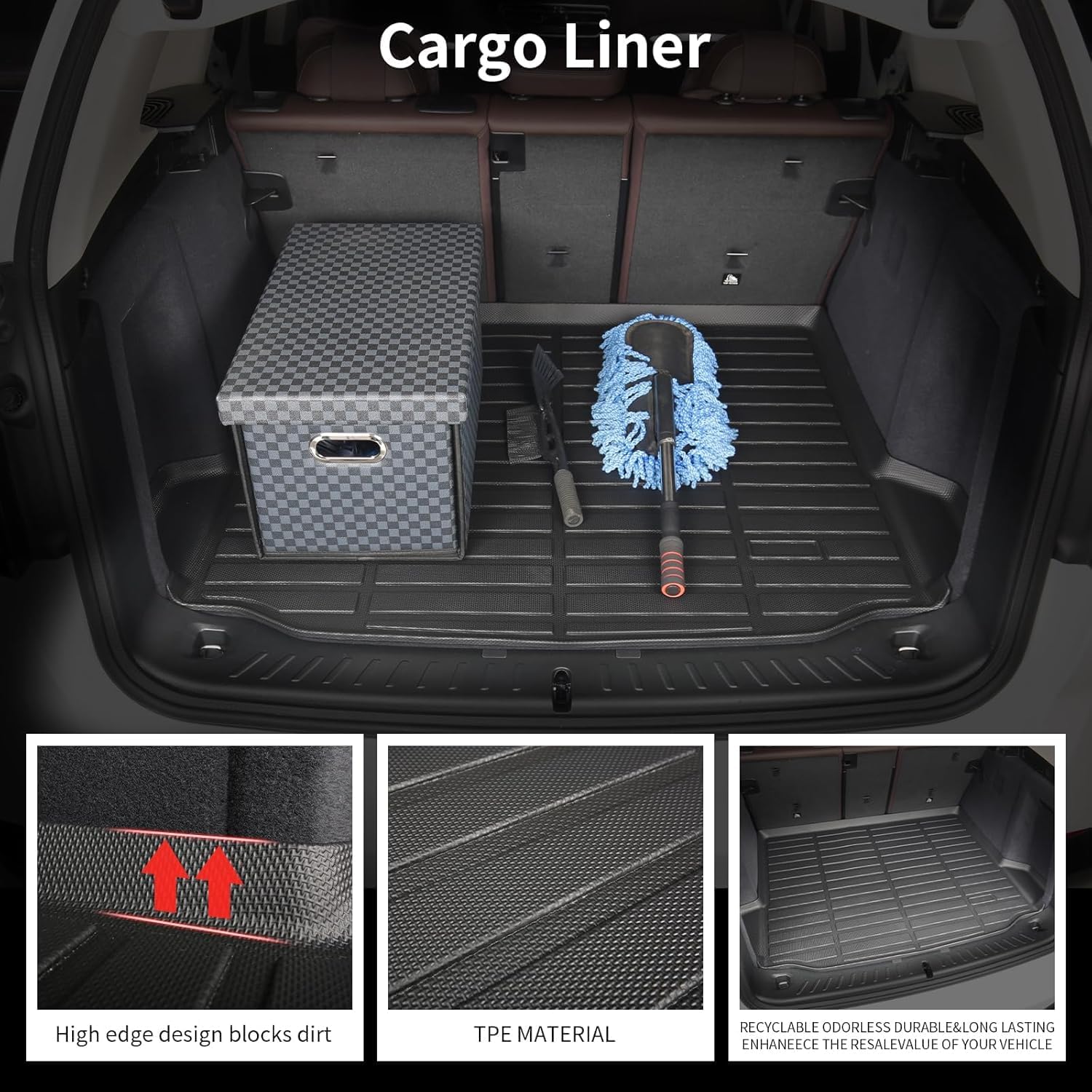 Wayhigh-All Weather Floor Mats and Cargo Mat Set Fit for Expedition Max 8 Seats 2021-2025 TPE Car Mats with Backrest Mat Waterproof Heavy Duty Rubber Floor Liners for Expedition Max Accessories