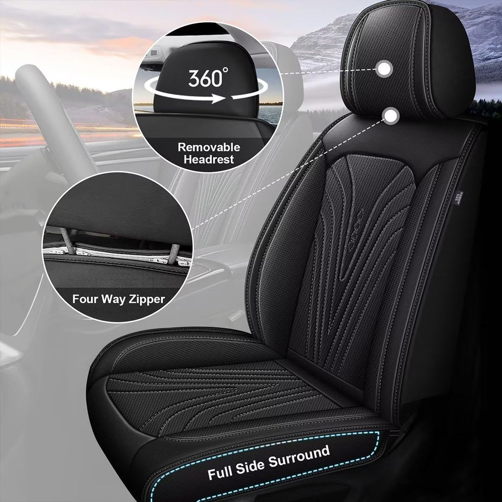 2 Front Car Seat Cover Fit for Toyota Camry 2012-2024 2025 Faux Leather Breathable Waterproof Camry Seat Covers Automotive Cushion Protector Compatible Airbag (2 Seats & Black)